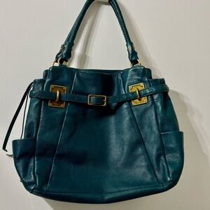 Elliott Lucca Teal Shoulder Bag with Gold Hardware